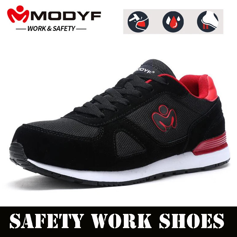 

MODYF Lightweight Breathable Men Safety Shoes Steel Toe Work Shoes For Men Anti-smashing Construction Sneaker Free Shipping