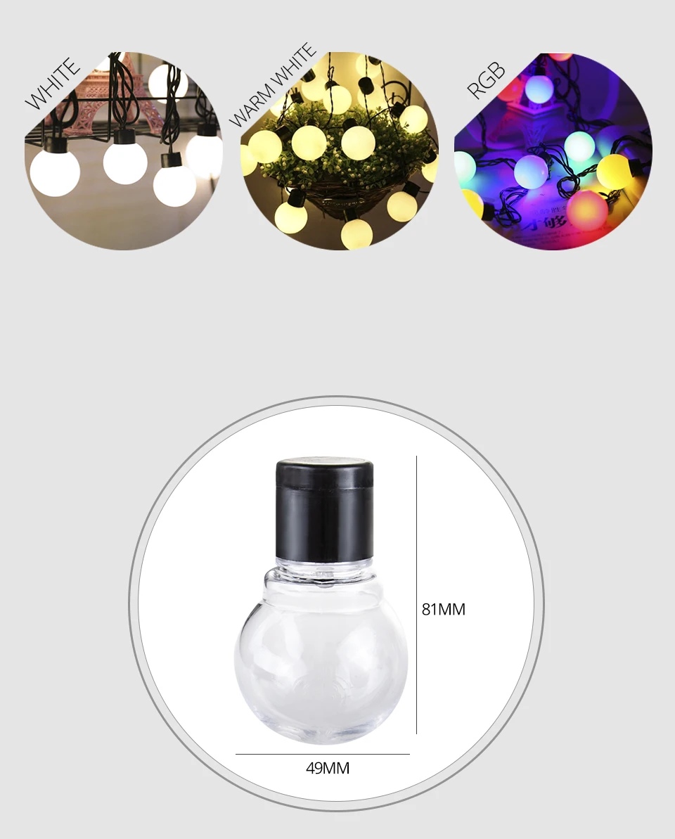 Festoon LED Globe Fairy String Lights Christmas Garland 20 LED String Light Balls Bulb Outdoor Wedding Garden Party Decoration (3)