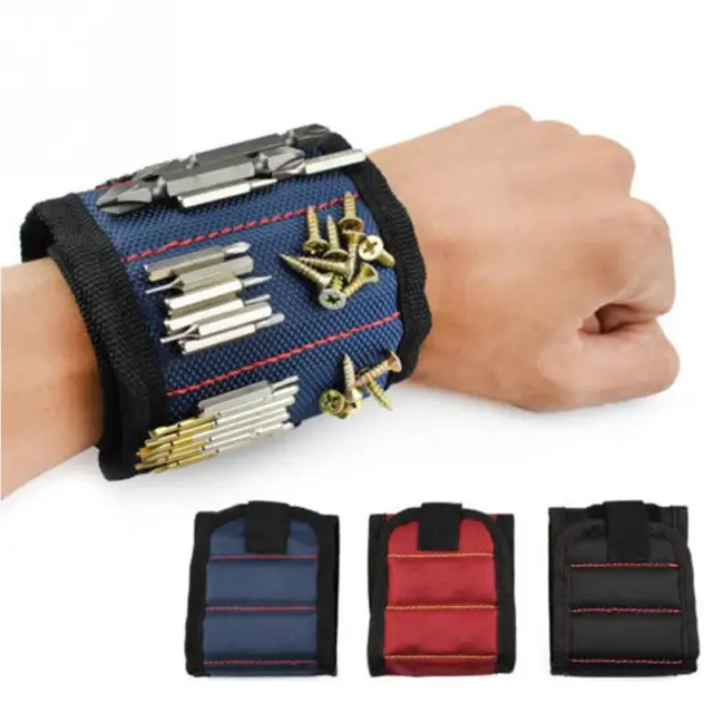 2018 New Polyester Magnetic Wristband Portable Tool Bag Electrician Waist Tool Belt Screws Nails Drill Bits Holder Repair Tools