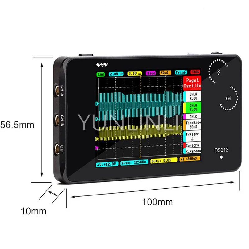 

Electrical Digital Storage Oscilloscope Portable Nano Handheld Bandwidth Sampling Rate 10MSa/s Thumb Wheel Oscilloscope DS212