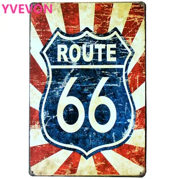 

ROUTE 66 NEON Road SIGN Decor Metal Tin Garage Plaque for car shop bar pub wall holiday painting SPM13-3 20x30cm B1