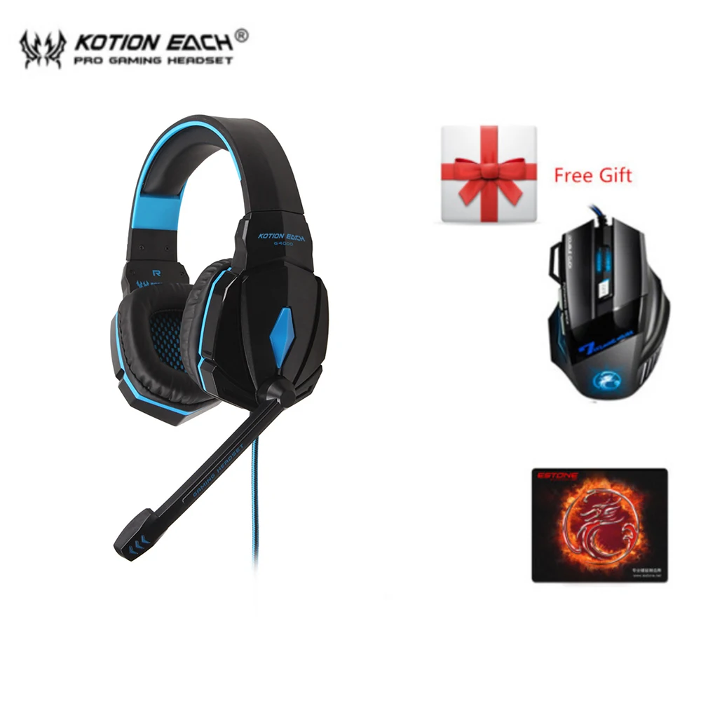 KOTION EACH G4000 Игровые наушники стерео бас геймерские гарнитуры с микрофоном