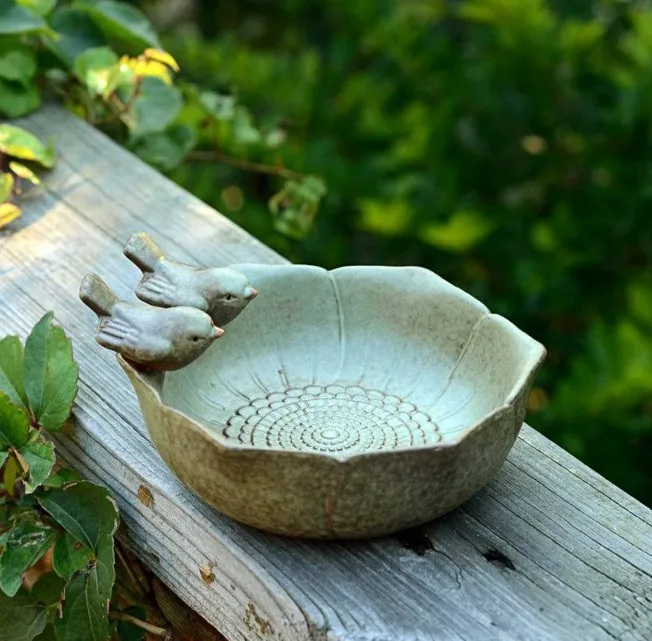 Ceramic birth baths Garden decor birth feeder ceramic Aquarium retro finish Bird feeder
