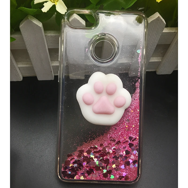 3d Squishy Cat Case For Huawei P8 P9 Lite 2017 Phone Case Liquid Glitter Paillette Sand Quicksand soft Honor 8 LITE Back Cover (9)