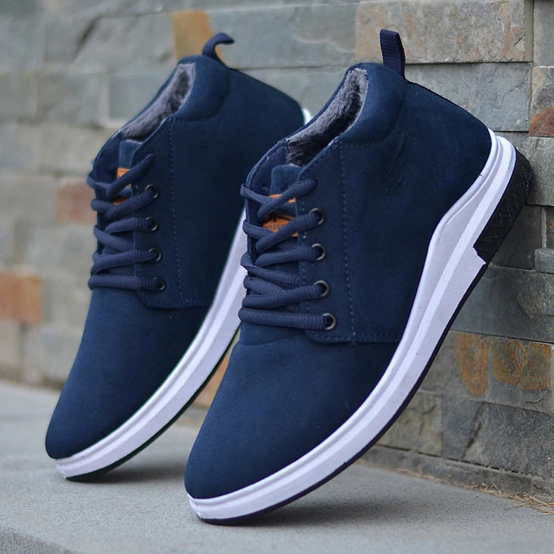 

Men Boots 2018 Winter Warm Fur Snow Boots Men Winter Lace-up Short Boots Men Footwear Fashion Shoes Man