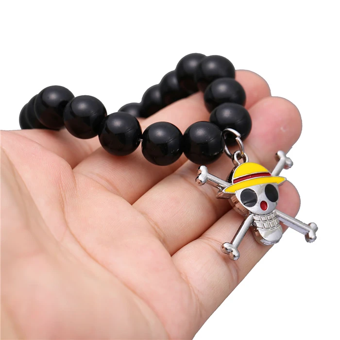 Аниме цельные браслеты Луффи Зоро Санджи Шарм ручной работы натуральный черный оникс мужские браслеты из бисера женские браслеты ювелирные изделия аксессуары