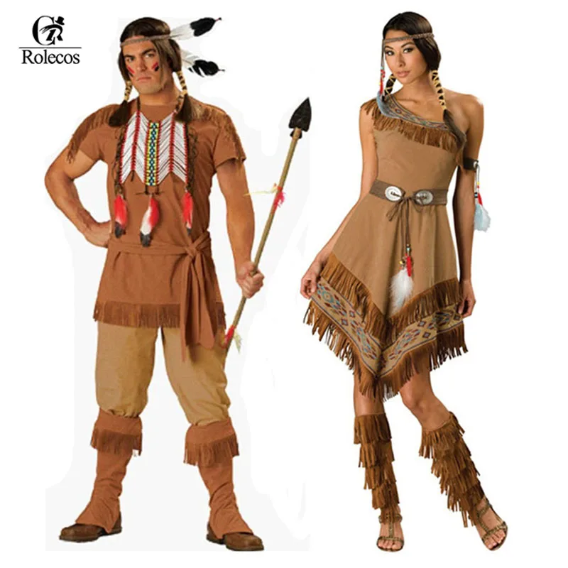 ROLECOS брендовый индийский женский костюм Pocahontas Aboriginals маскарадный унисекс на