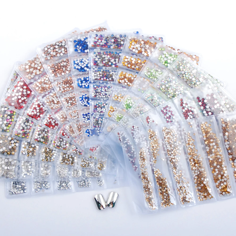 

Multi-Size 1680pcs Nail Crystal Glass Glamour Nail Art Stone Loose Artificial Gemstone Art Decoration Of Manicure