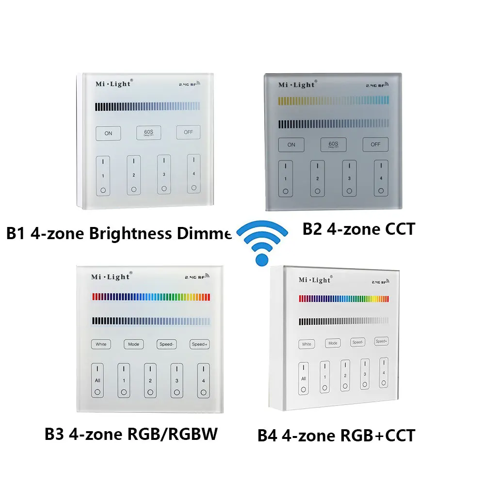 

Milight B3 4-Zone RGB/RGBW and brightness dimming Smart Panel Remote Controller control for led strip light ribbon lamp or bulb