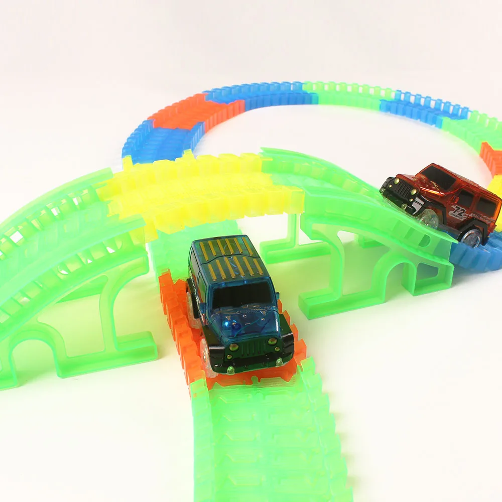 160 360 pcs/set DIY Tracks Assembly Toy with LED Mini Car Tunnel Bridge