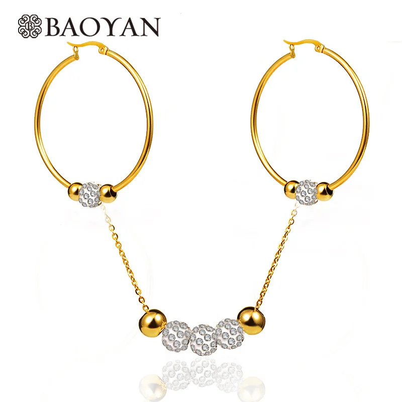 

BAOYAN Wholesale Stainless Steel Wedding Jewelry Set Vintage Round Gold Rhinestone Ball Jewelry Set Bridal Jewelry Set For Women