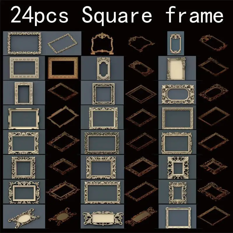 24 шт./компл. квадратной оправе 3d-модель STL рельеф для ЧПУ STL Format рамка 3d рельеф модель STL маршрутизатор 3 оси гравер ArtCam