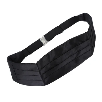 

LBFS Hot Satin Tuxedo Cummerbund+Bow Tie +Hanky Set Prom Wedding Black