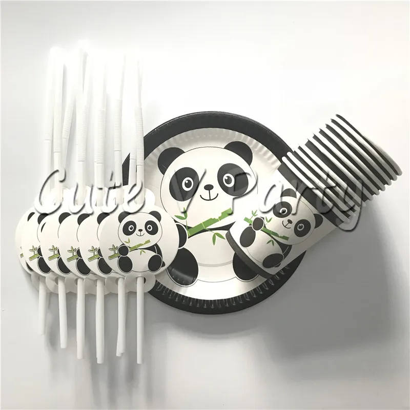

30pcs/lot Cartoon Panda Theme Birthday Party Disposable Tableware Set Birthday Pennant Party Suppliers Decorations