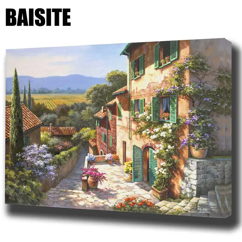 Картина маслом по номерам BAISITE DIY в рамке пейзаж на холсте для гостиной настенный