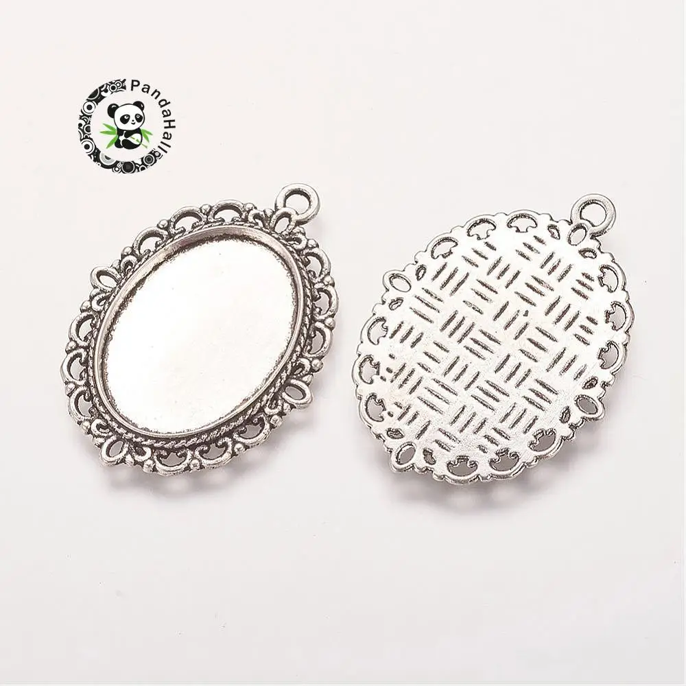 10 Connector Cabochon Settings for 23mm Cabs DIY Silver Nickel /& Lead Free