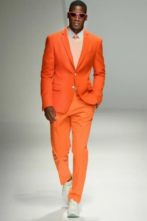 2017 Fashion Orange Man Suit Casual Blazer Tailor Made Mens Wedding