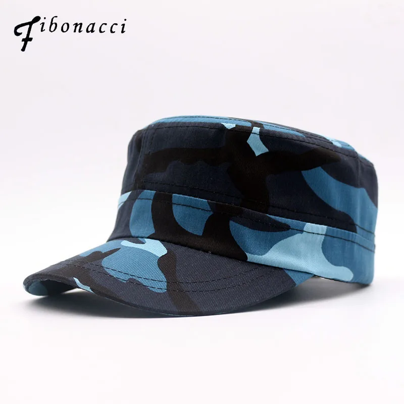 

Fibonacci Classic Spring Summer Camo Military Hats Men Women Patrol Army Cadet Cap Adjustable Flat Top Snapback Camouflage Hat