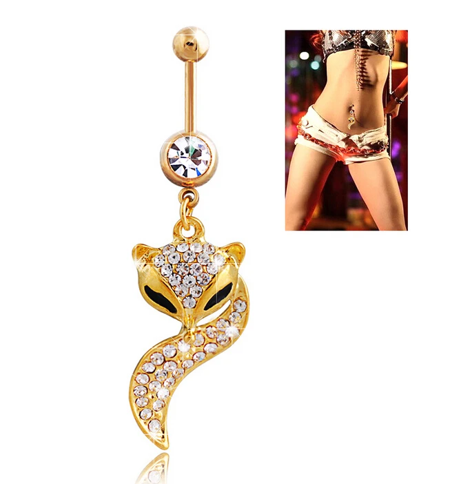 

Wholesale 2016 New Arrival Cat Eye Animal Piercing Navel Ring 316L Steel Plug Belly Button Ring Sexy Body Men women Jewelry
