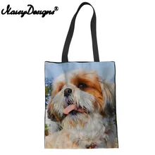 Noisydesigns большая женская Холщовая Сумка Shih Tzu с рисунком собаки, сумка для покупок для девочек, Студенческая школьная сумка на плечо, женская большая сумка