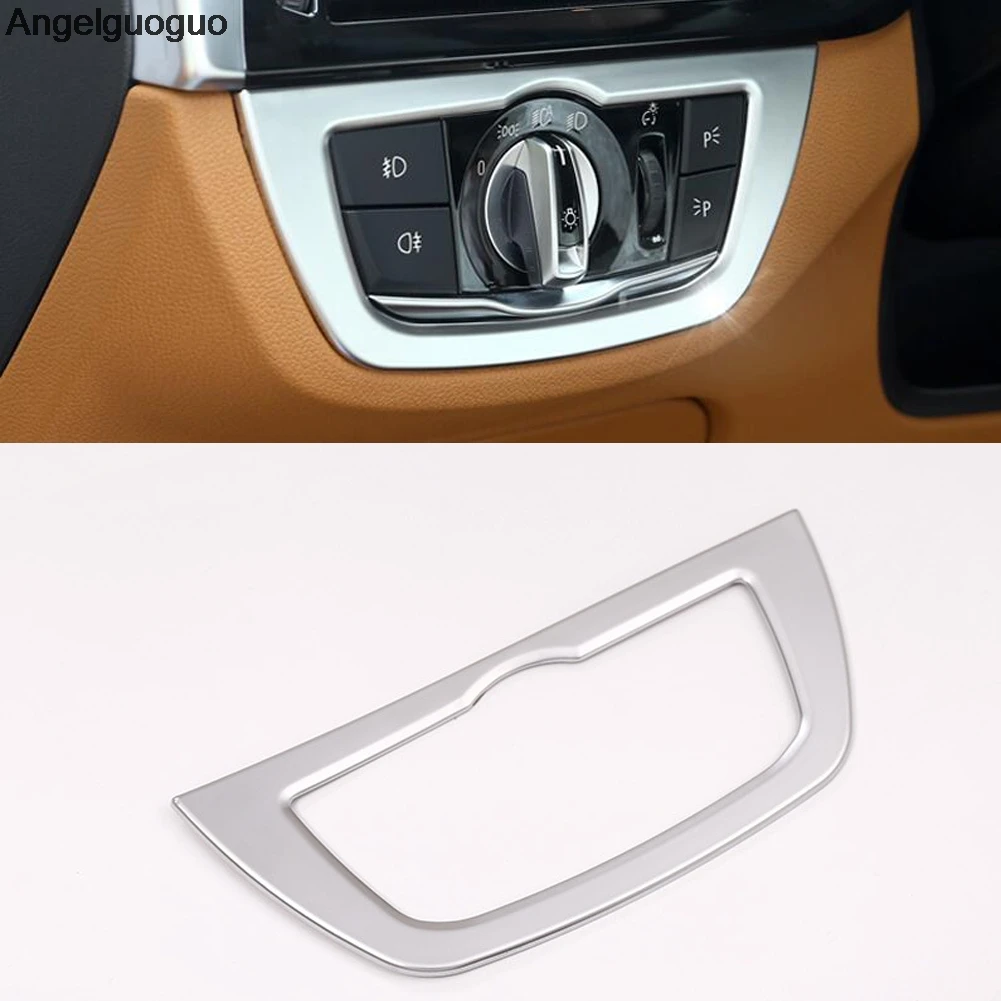 Angelguoguo Car headlight switch button Cover frame sticker Fit For BMW 5 Series G30 2018