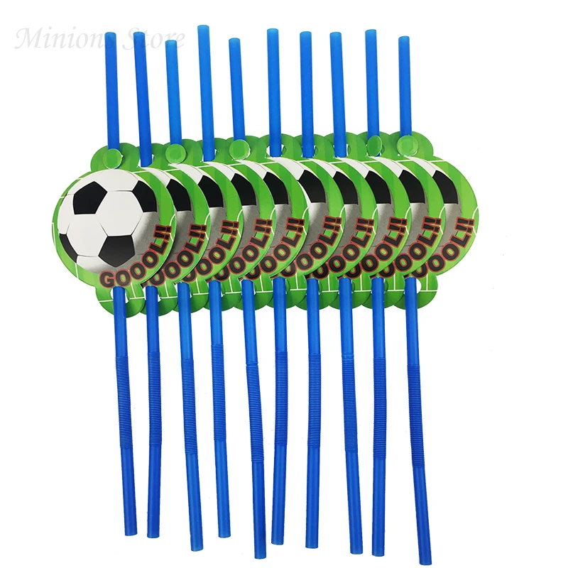 10 шт./лот Новинка Футбол тема мультфильм гнущиеся трубочки для напитков для Декор для вечеринки в честь Дня рождения и для тату-Пластик Гибкая трубочка - Цвет: football
