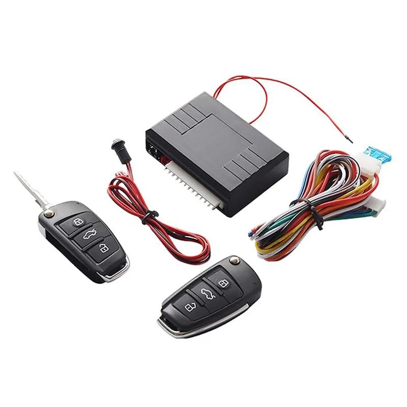 Universal Car Auto Keyless Entry System Alarm System Kit Door Lock Locking Vehicle Remote Centra Button Start Stop LED Keychain  (6)