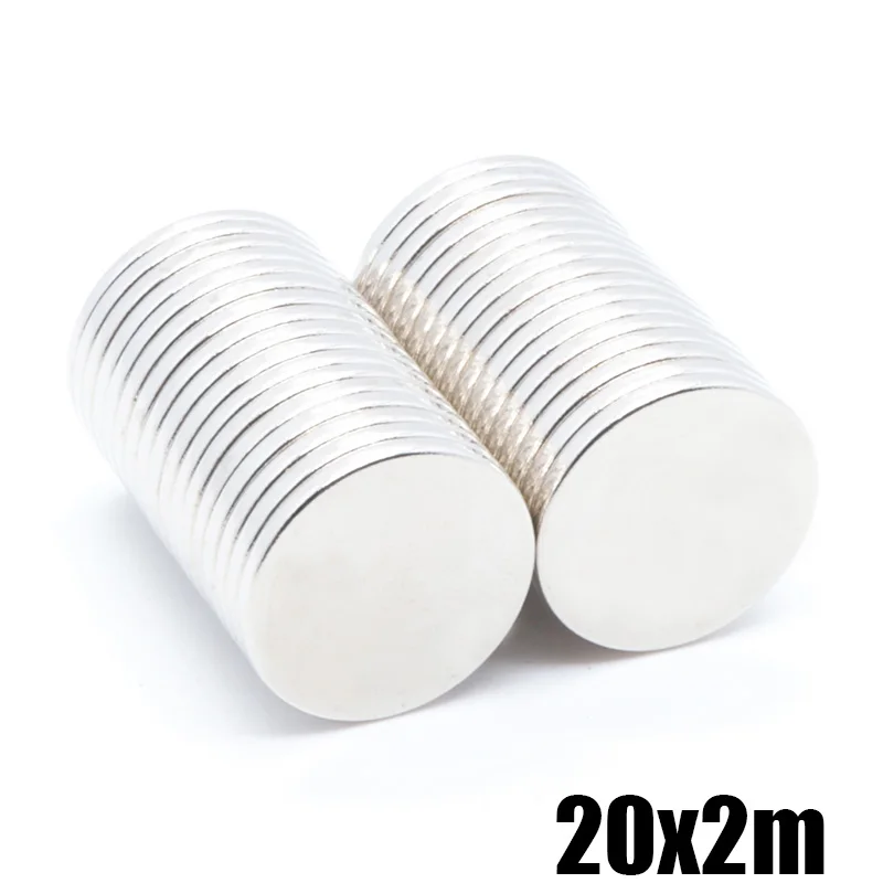 

50pcs 20x2 mm N35 Strong Neodymium Magnet 20x2Round Rare Earth Permanet Magnets 20*2mm Packaging Magnet Fridge Magnet