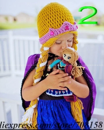 Новая вязаная крючком шапка принцессы Анны, уникальная версия шляпы Эльзы, шапка Анны для детей и взрослых, хлопок