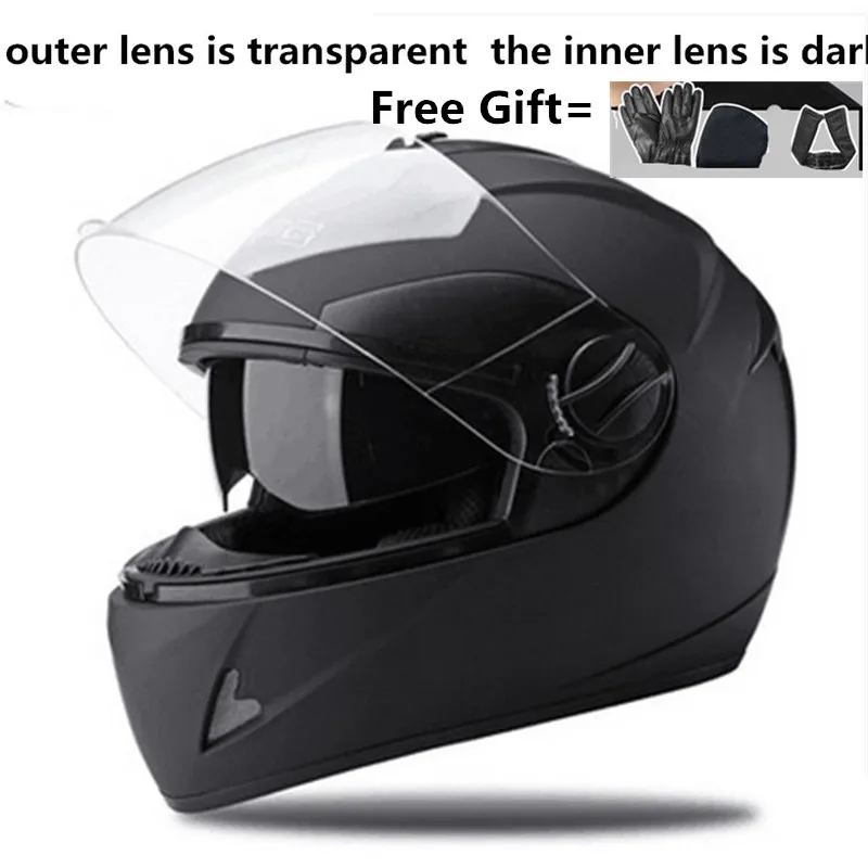 

Double lens Motorcycle Helmet Male Electric Car Helmet Female Four Seasons Full Face Helmet Winter Full-Covering Battery Car