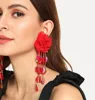 SexeMara-pendientes largos de tela con flecos para mujer, aretes largos con borlas y lentejuelas de cristal, en 6 colores ► Foto 3/6