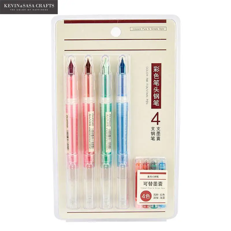

4Pcs/Set Fountain Pen Cute Gift Set School Supplies 0.5mm Office Supplies Office Accessories Pen Ink Pen High Quality Gift Pen