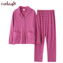 Fdfklak, M-3XL, большой размер,, весна-осень, Пижама для женщин, взрослых, Пижама для женщин, комплект одежды для сна, Хлопковая пижама, комплект одежды для сна, Q903