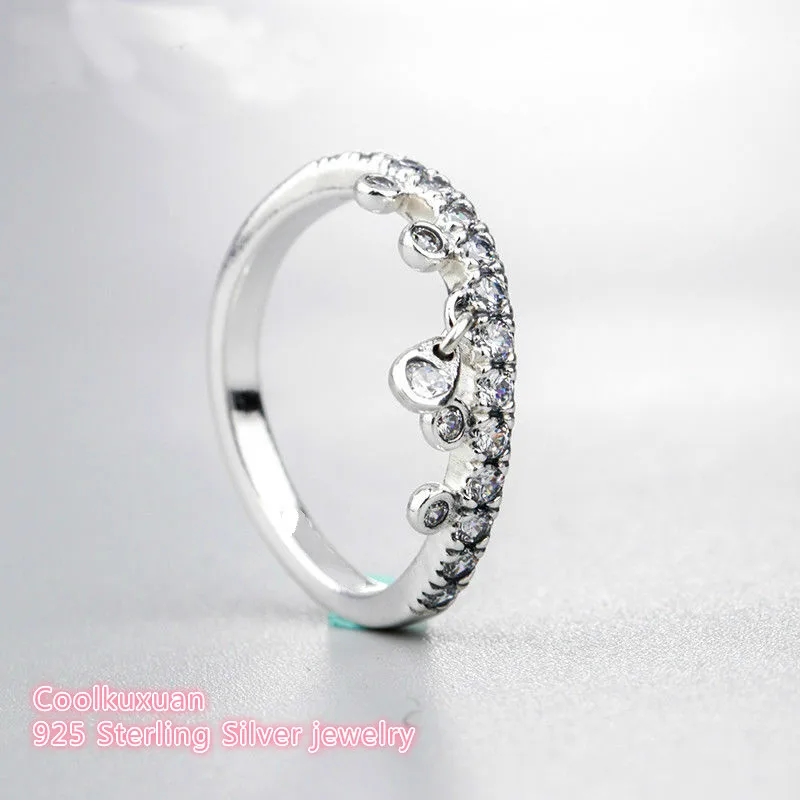 

2019 New Spring Original 100% 925 Sterling Silver Chandelier Droplets Ring, Clear CZ For DIY Jewelry Women