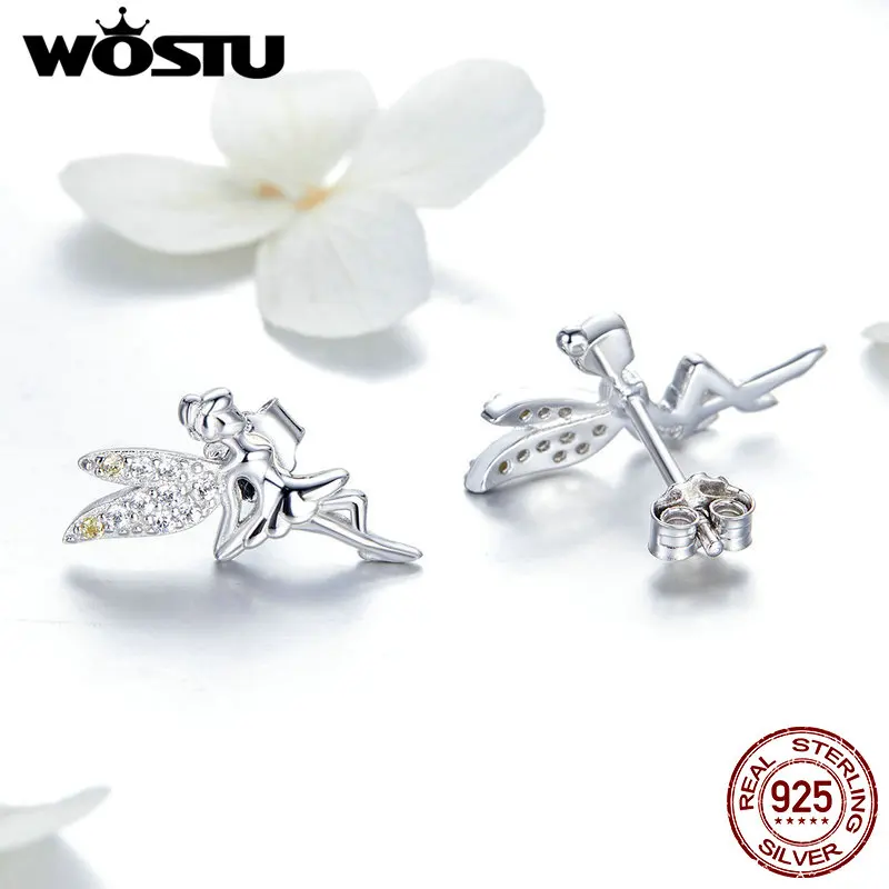 WOSTU 2019 весна и Fairy Elf CZ серьги гвоздики 925 стерлингового серебра для женщин