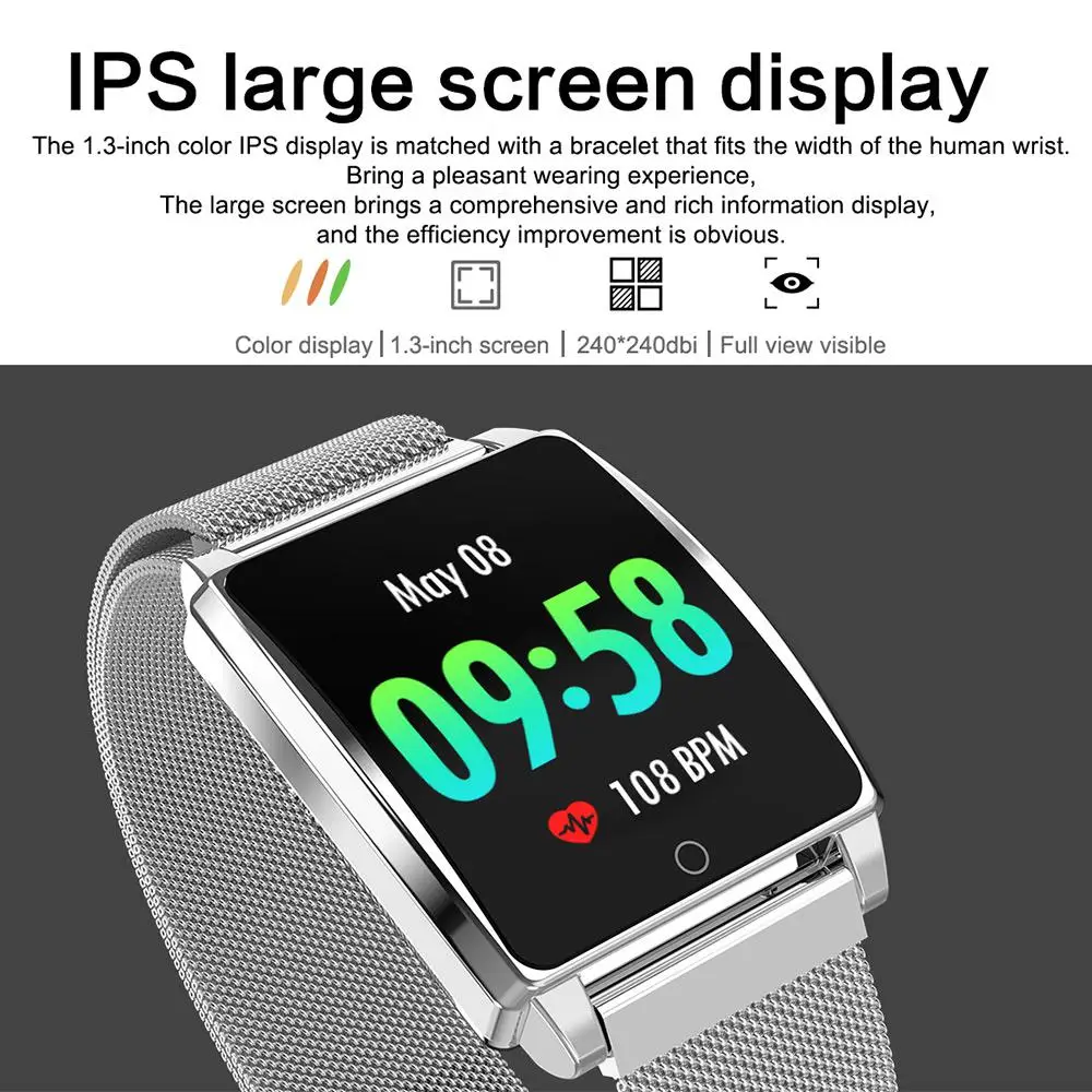 Lykl R17 smart watch с о состоянии здоровья во время занятий спортом, шагомер, из водонепроницаемого материала, из нержавеющей стали, закаленное стекло дисплея смарт-браслет