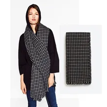 major Winter 2016 font b Tartan b font Scarf Black Plaid Scarf cuadros New Tassles Unisex