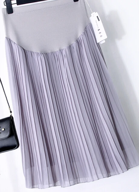 Summer New Medium-long Pregnant Women Skirts Maternity Clothes Fashion Chiffon Pleated Puff Skirt Pregnancy Casual Skirt