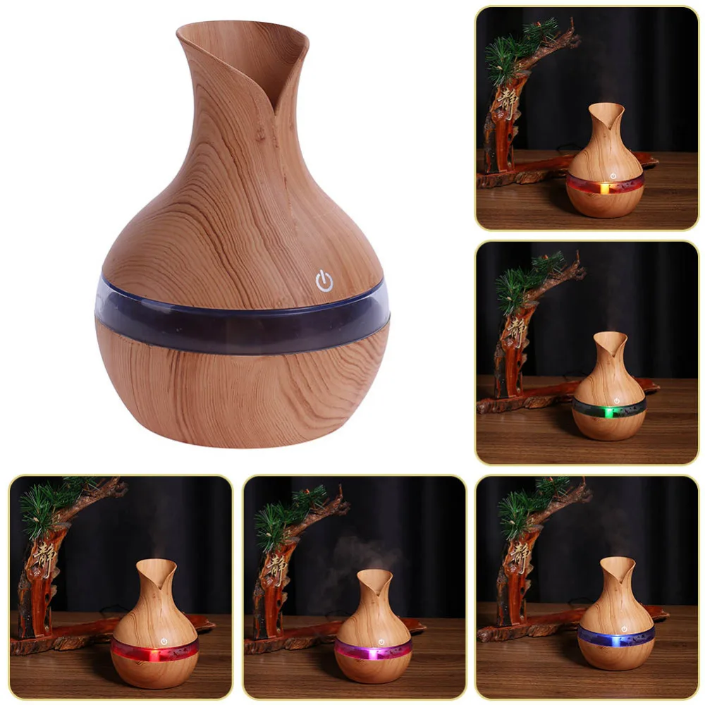 

Alloet 200ML Humidifier Mini Ultrasonic Air Humidifier Aroma Essential Oil Wooden Air Diffuser Aromatherapy with LED Lights