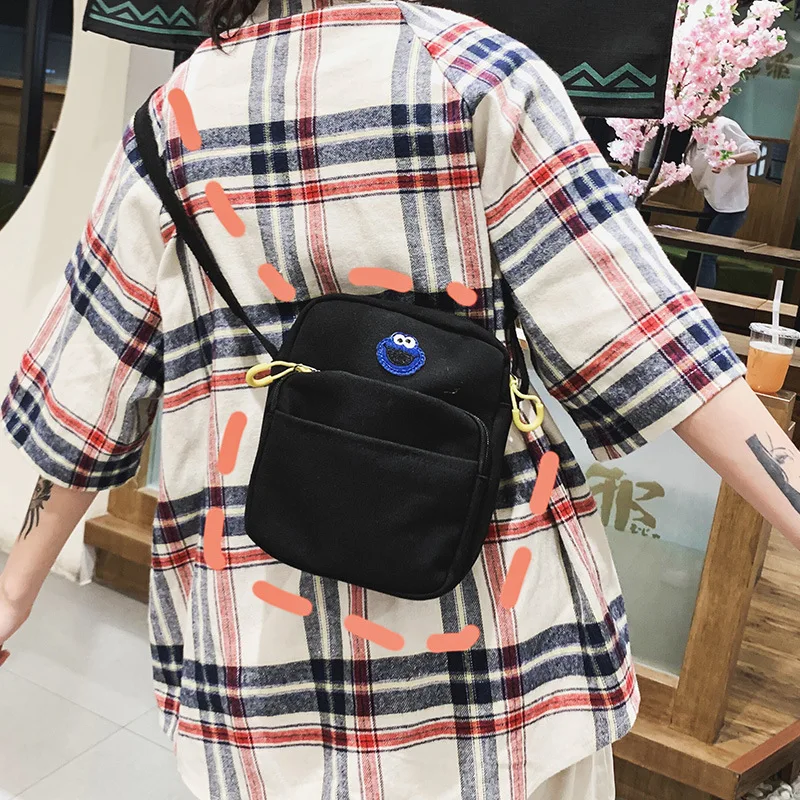 

2019 Summer New Cross-body Bag Cute Sesame Street Multi-layer Canvas Student Shoulder Bag Wild Girl Mobile Phone Bag Small Bag