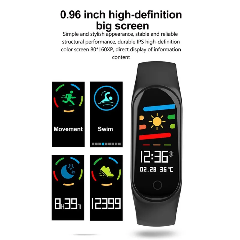 

Sports heart rate bracelet USB Rechargeable Calorie Counter Distance Record Alarm Sleep Heart Rate Tracker outdoor tool