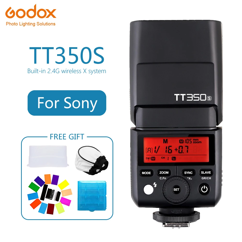 Godox Мини TT350 TT350S софтбокса Speedlite flash ttl вспышка для фотокамер Speedlite HSS 1/8000 s 2,4G Беспроводной Камера фон для фотосъемки для sony A7 A6000 A6500 A7RII A7R