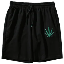 Летние зеленые листья уличные модные брендовые повседневные пляжные Ulzzang Harajuku стиль ветер шорты мужские спортивные штаны