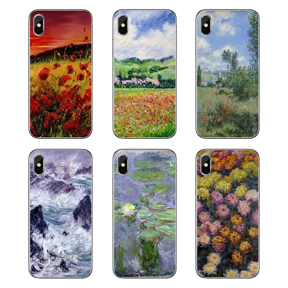 For Samsung Galaxy A5 A6 A7 A8 A9 J4 J5 J7 J8 2017 2018 Plus Prime Hot Sale oil painting Claude Monet Transparent Soft Cover Bag |