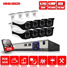 NINIVISION H.265 8CH 5MP POE Система NVR с 8 шт. 4MP Onvif POE IP камеры видеонаблюдения Камера с HD CCTV комплект камеры наблюдения