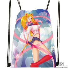 Custom Sailor Moon and the Scouts Drawstring Backpack Bag Cute Daypack Kids Satchel (Black Back) 31x40cm#180531-03-19
