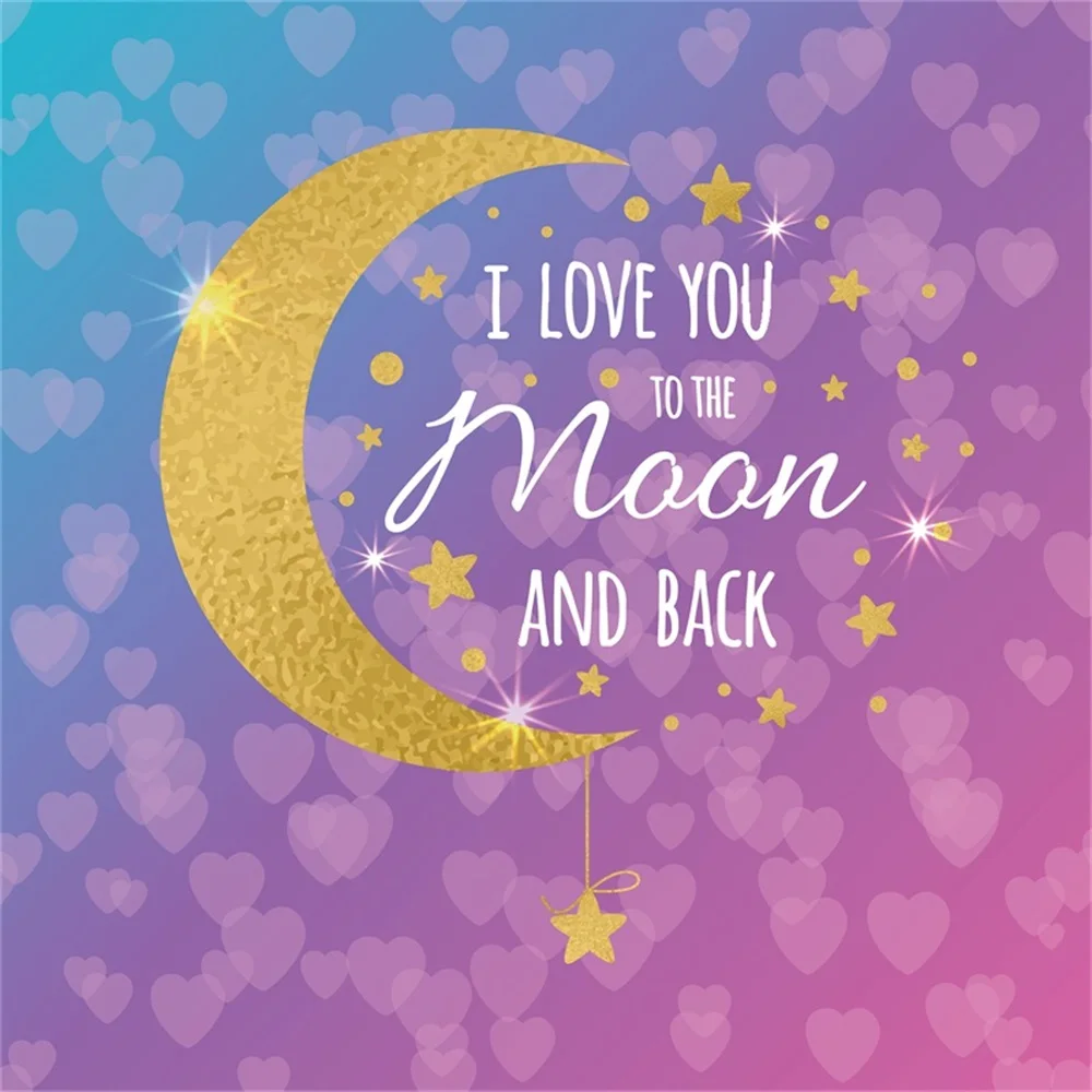 

Laeacco Moon Love Heart Sequins Glitter Star Pray Words Baby Photo Backgrounds Customized Photography Backdrops For Photo Studio