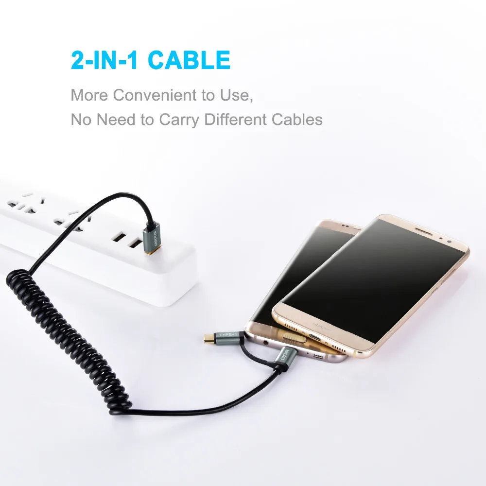 CHOETECH سريع شحن الكابلات 2 في 1 المصغّر USB كابل + USB نوع C كابل ل سامسونج لل Xiaomi ل نوكيا n1 الهاتف المحمول الكابلات
