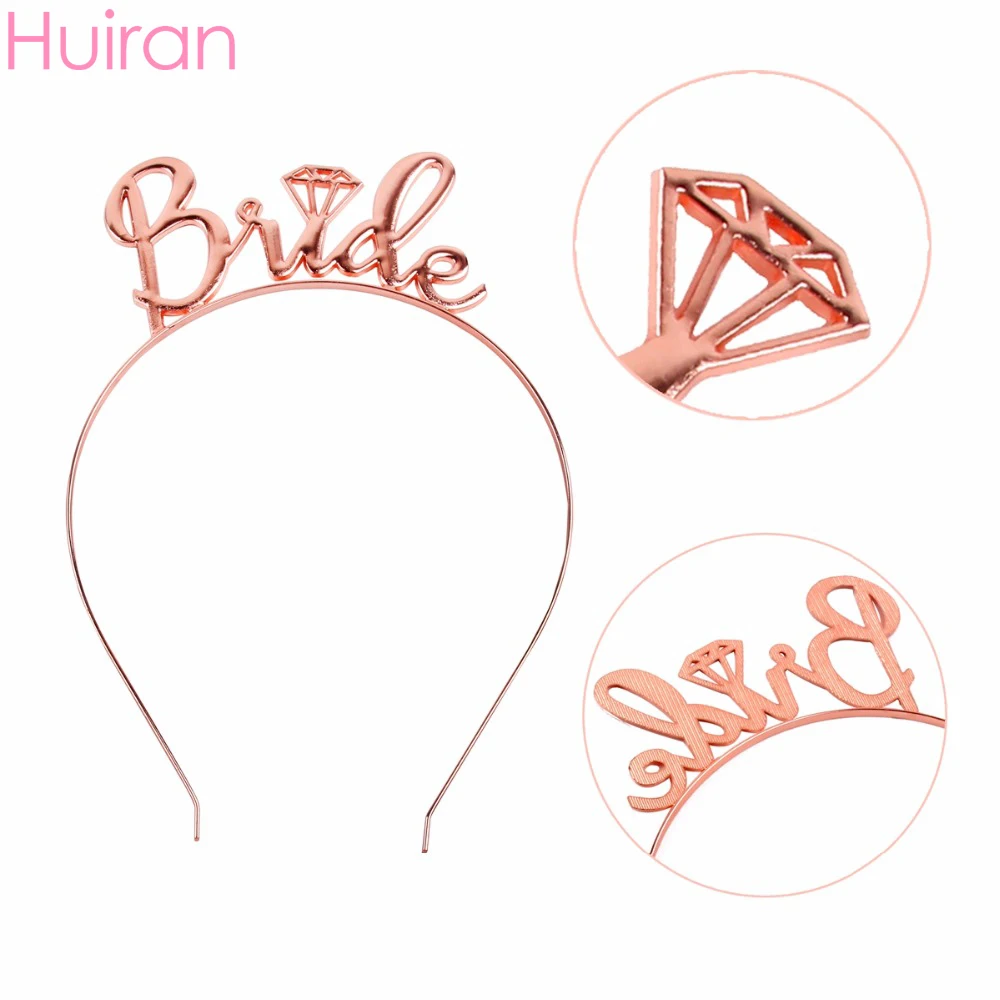 

HUIRAN Rose Gold Metal Bride To Be Party Headband Wedding Party Decroation Tiara Bride Tiara Wedding Crown Bridal Shower Favors