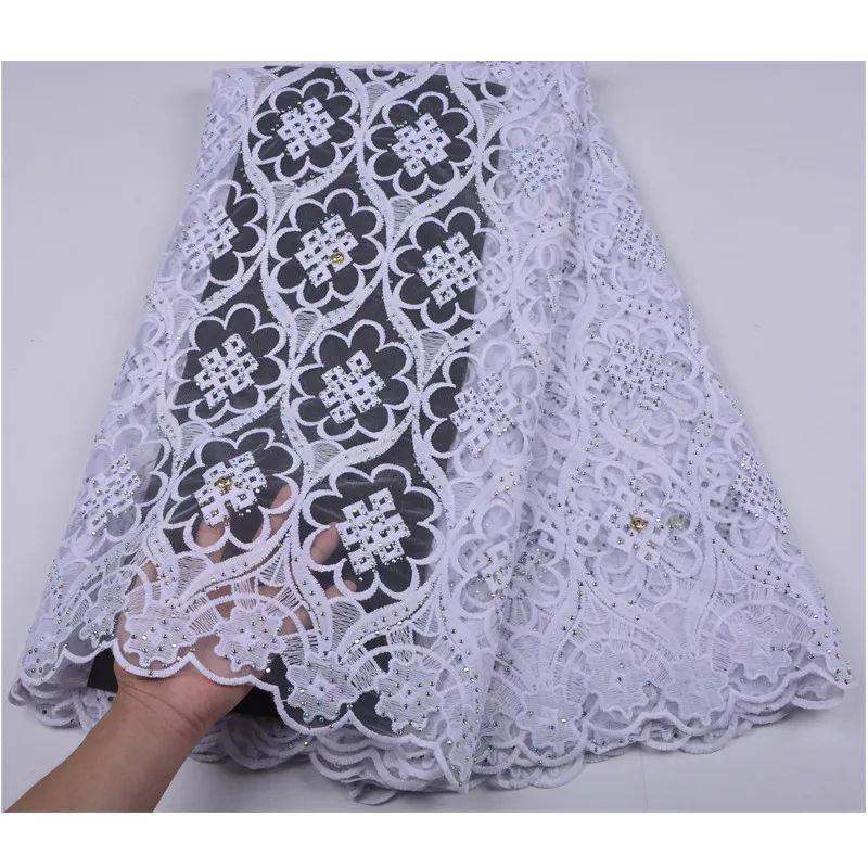 Чистый белый Африканский гипюр шнур кружева высокого качества вышивка камни шнур кружева Гипюр кружево для свадебного платья A1257